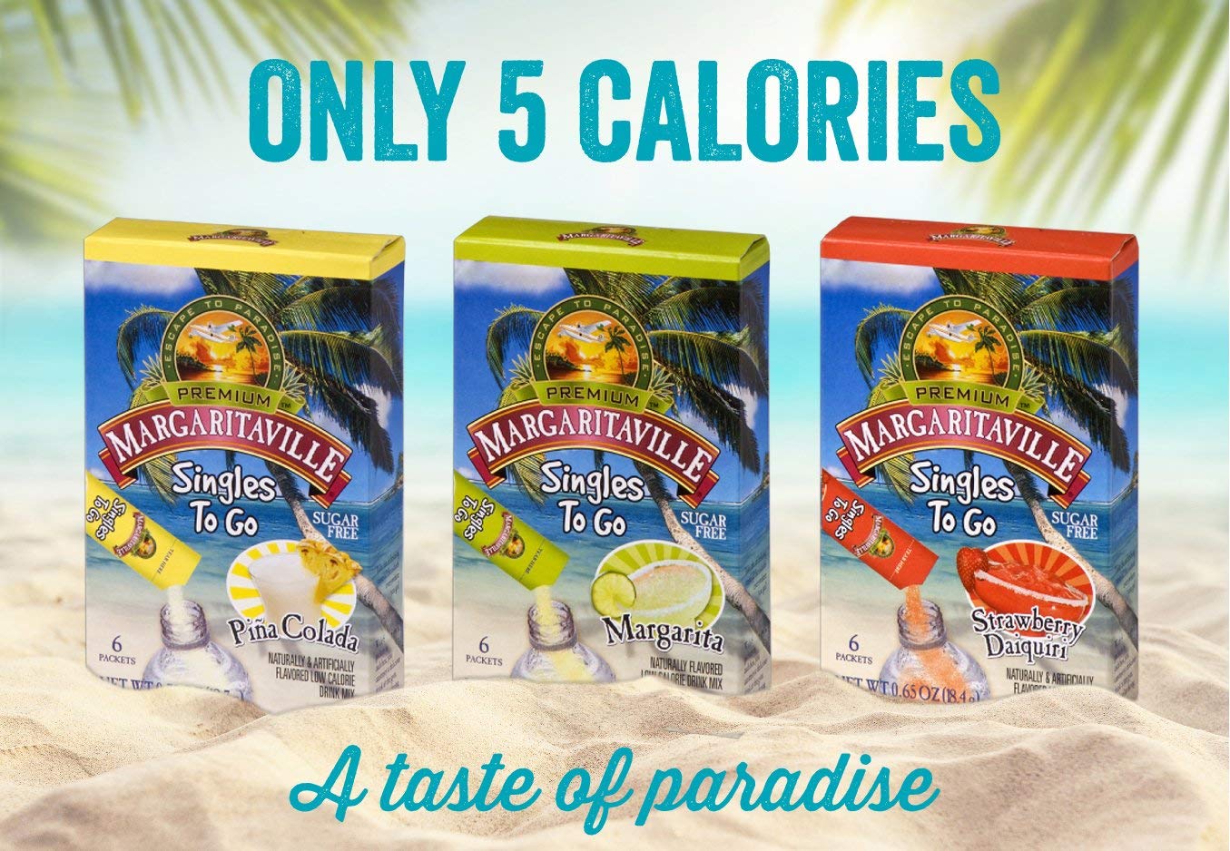 Margaritaville Singles To Go Water Drink Mix - Margarita Flavored Powder Sticks, 4.37 lb (Pack of 3)