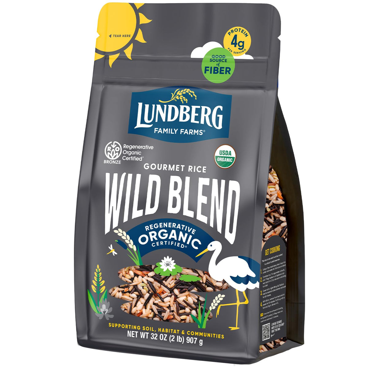 Lundberg Regenerative Organic Certified Wild Blend Rice – Brown, Red & Black Varieties, 32 Oz