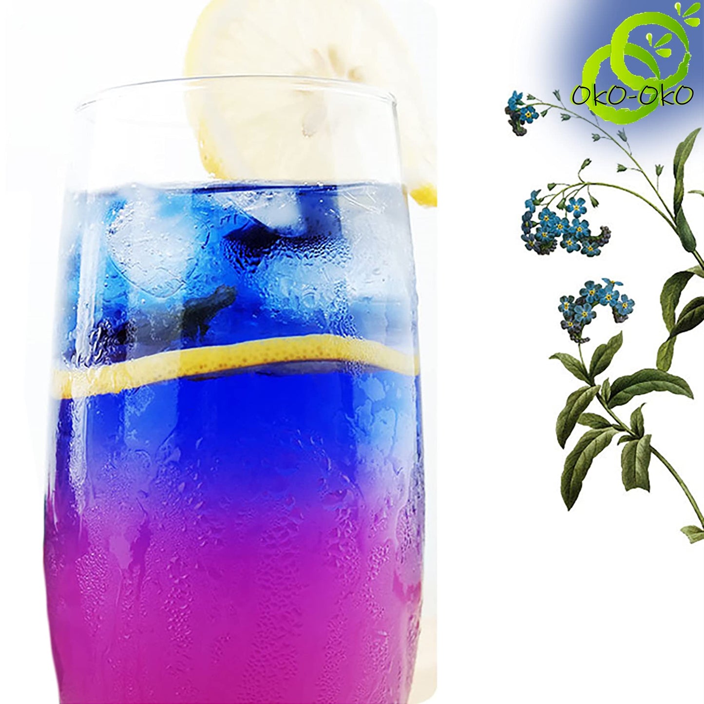 oko-oko Blue Matcha Butterfly Pea Powder 8 Oz - 100% Natural, Organic Vegan Food Coloring