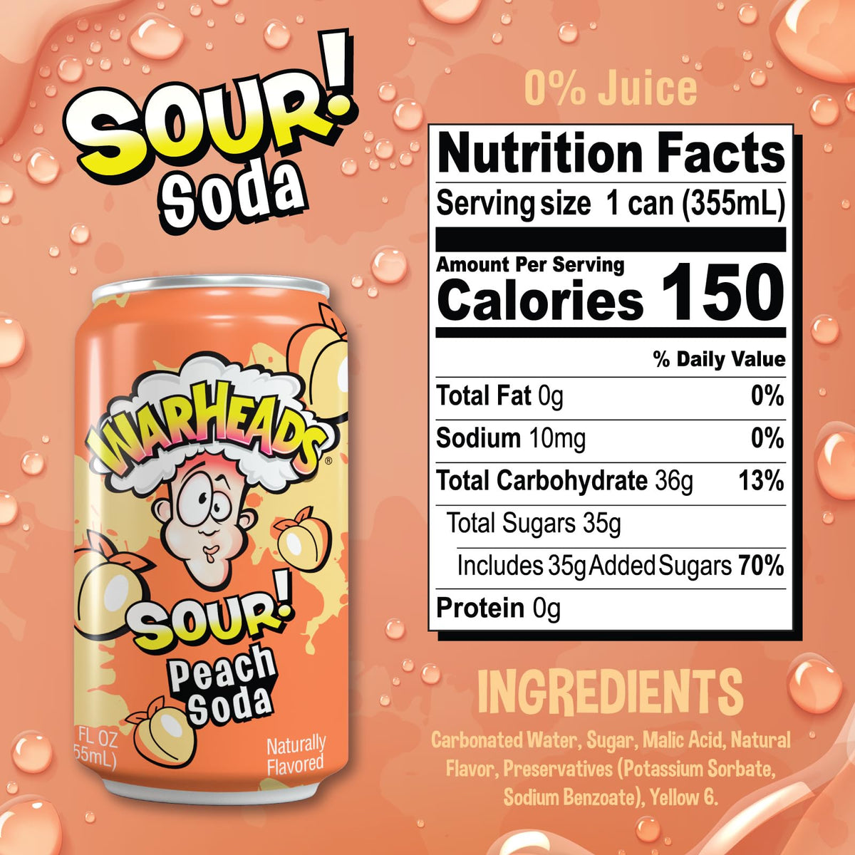 Warheads Sour Fruity Soda – Classic Candy Flavors, Perfectly Balanced Sweet & Sour, Variety Pack of 12, 12oz Cans