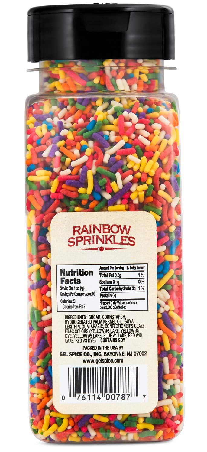 Chefs Select Decorative Rainbow Sprinkles Jimmies 14oz | Value Size | Gluten Free Certified