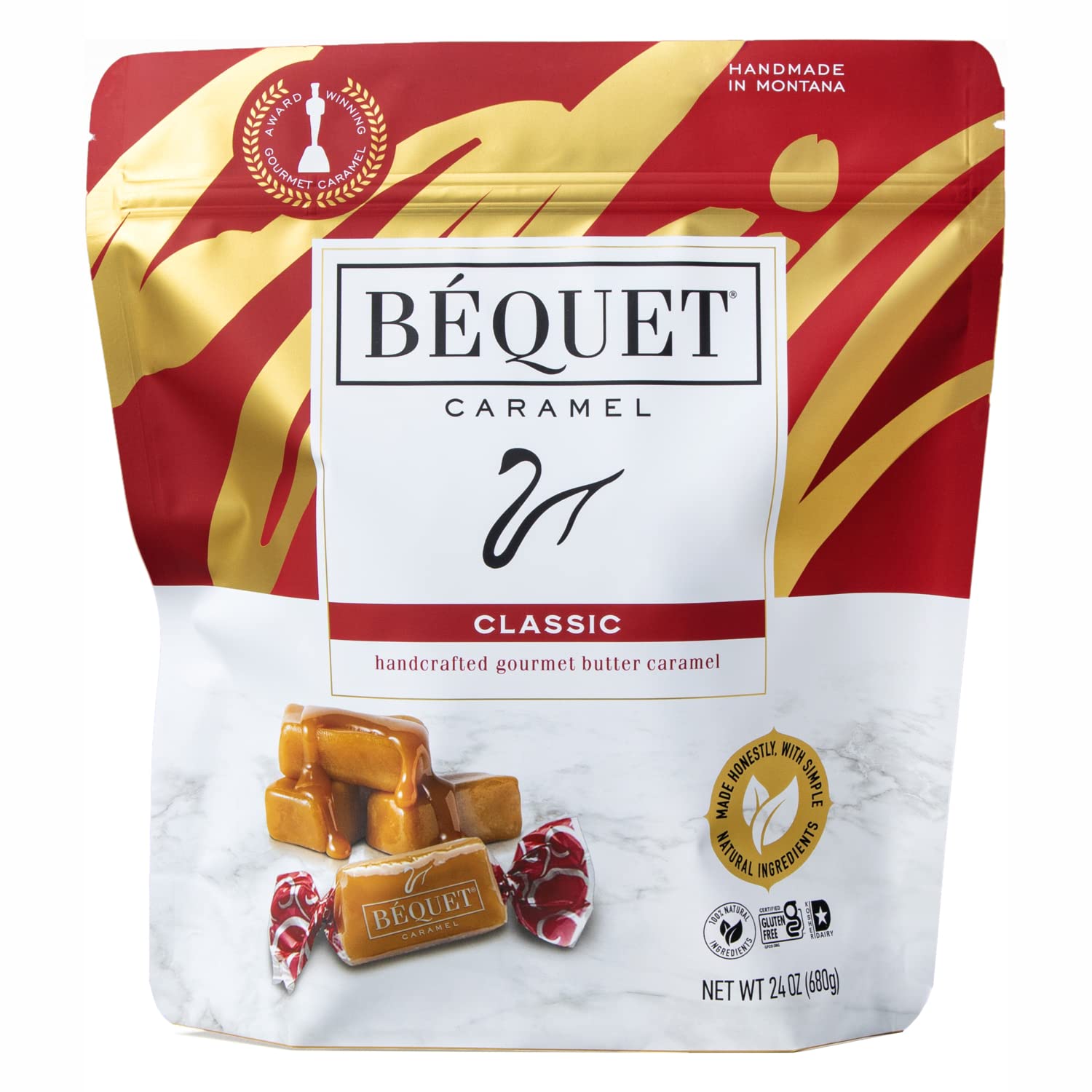 B  Quet Caramel - Classic - Caramel Candy Individually Wrapped - Gourmet Caramel Candy - Made In Montana - Kosher (Star D) And G