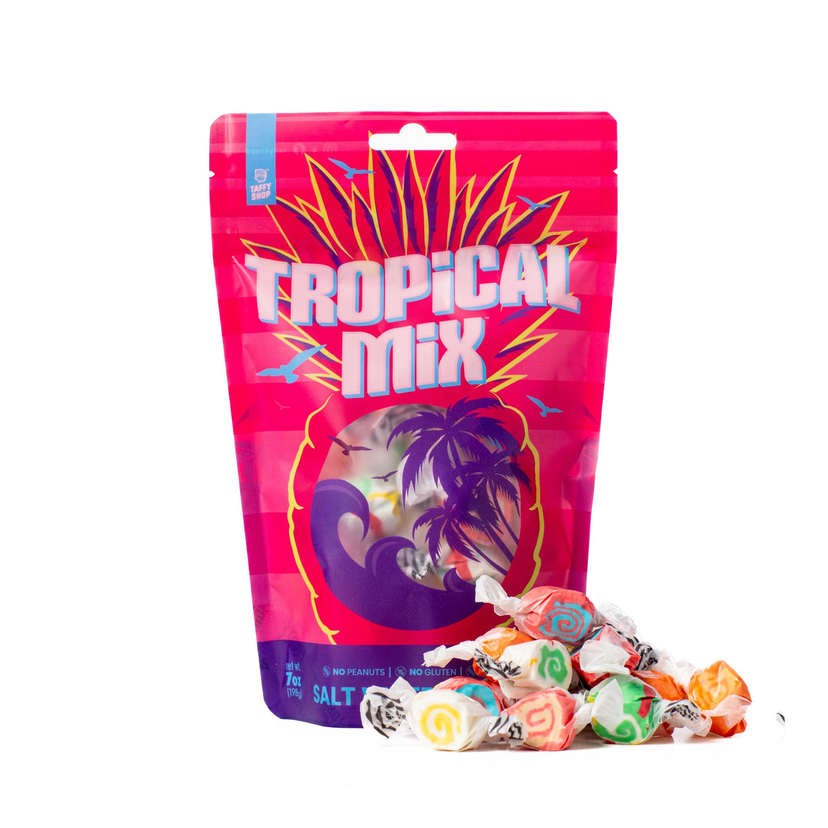 Taffy Shop Tropical Favorites, Salt Water Taffy - Assorted Gourmet Soft Chewy Candy, Variety Pack, Bulk Sweet Snack, Fresh Gift 