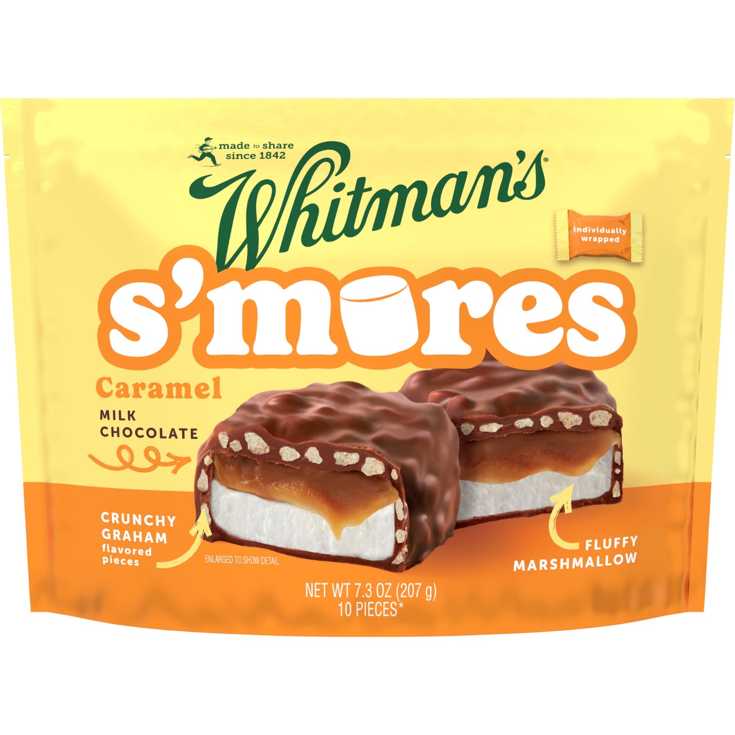 WHITMANS SMores Caramel Milk Chocolate Candy, Bag 7.3. oz (10 pieces)