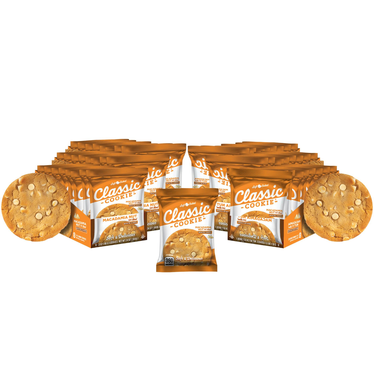 Classic Cookie Soft Baked Macadamia Nut Cookies Made With White Chocolate Chips  6 Boxes  48 Individually Wrapped Cookies