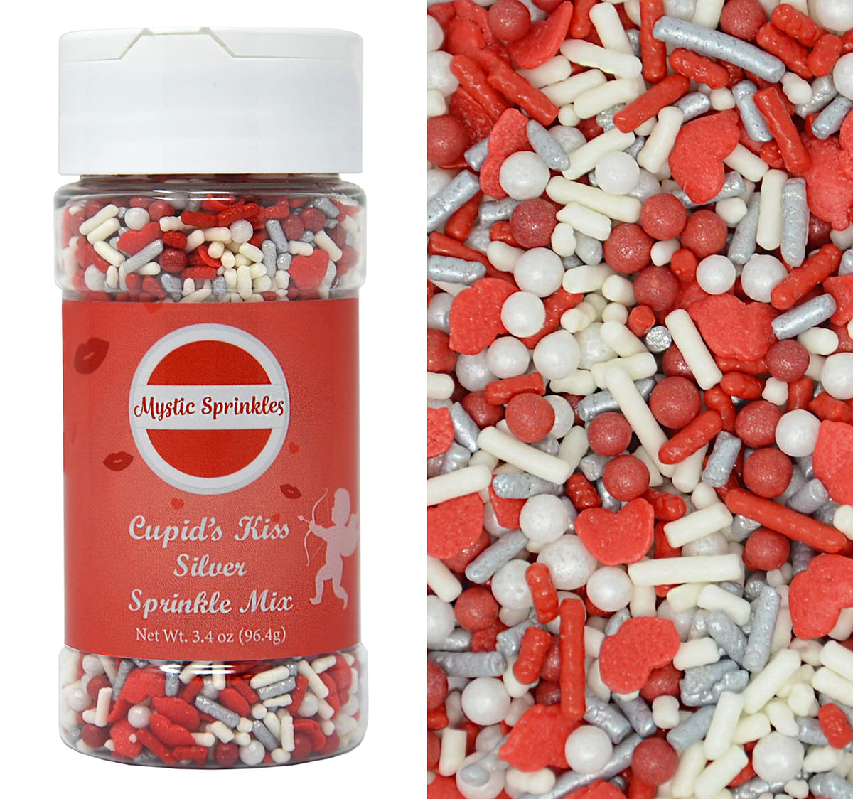 Mystic Sprinkles Valentine's Day Sprinkle Mixes (Cupid's Kiss In Silver 3.4oz)