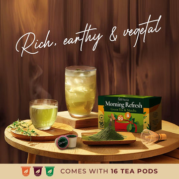 Gya Tea Co Matcha Green Tea Gift Set (16 Ct) - High Caffeine Energy Tea Pod Rich In Vitamin B, D3 For Morning Refresh