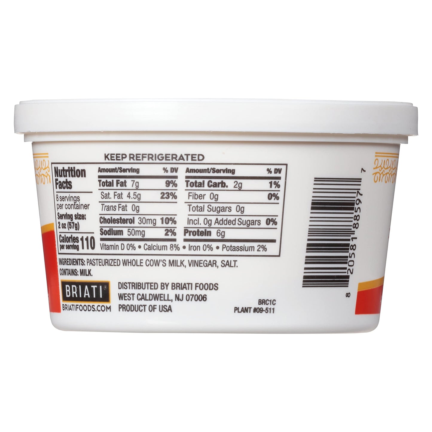 Rio Briati Whole Milk Ricotta, 16 oz
