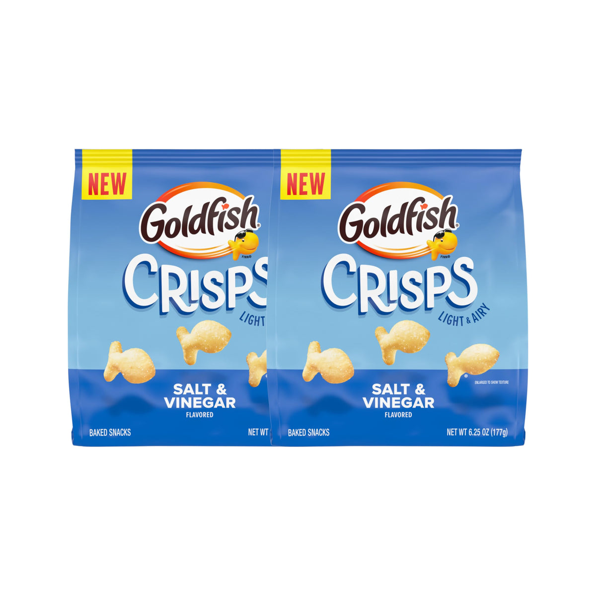 Goldfish Crisps Salt & Vinegar Flavored Baked Chip Cracker Snacks, 6.25 Oz Bag (Pack of 2)
