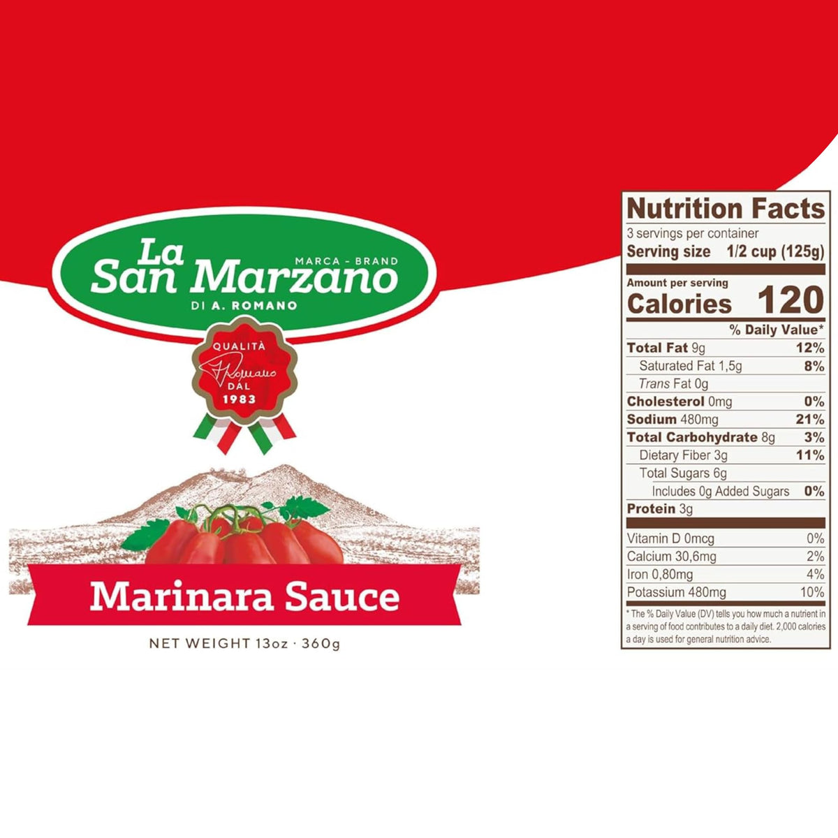 La San Marzano Marinara Sauce, All Natural, Non-GMO, Vegan, Gluten Free, 13 oz (Pack of 4)