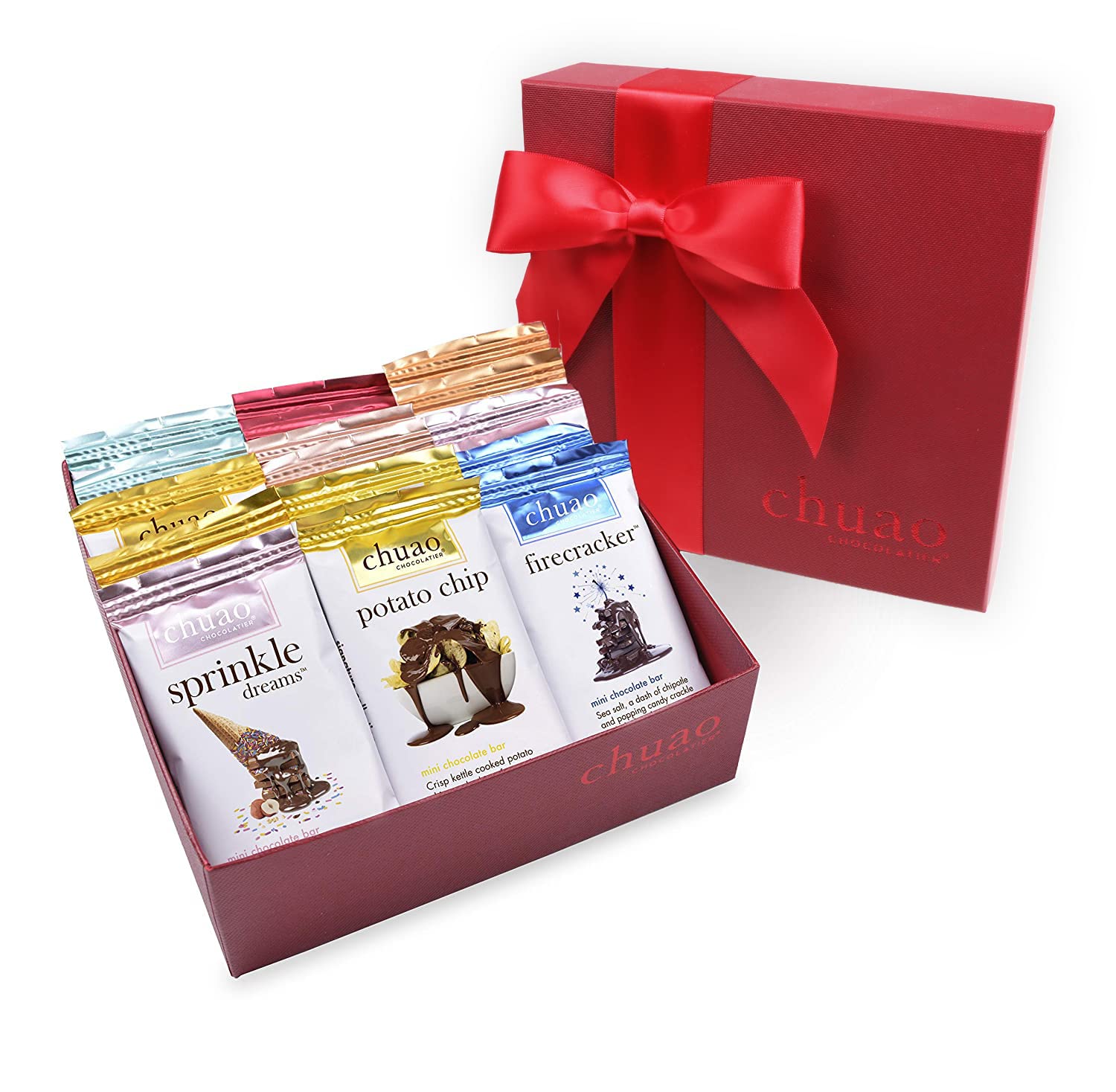 Chuao Chocolatier Assorted Mini Gourmet Chocolate Bars Gift Box - 16 Count Sampler of Milk & Dark Chocolate