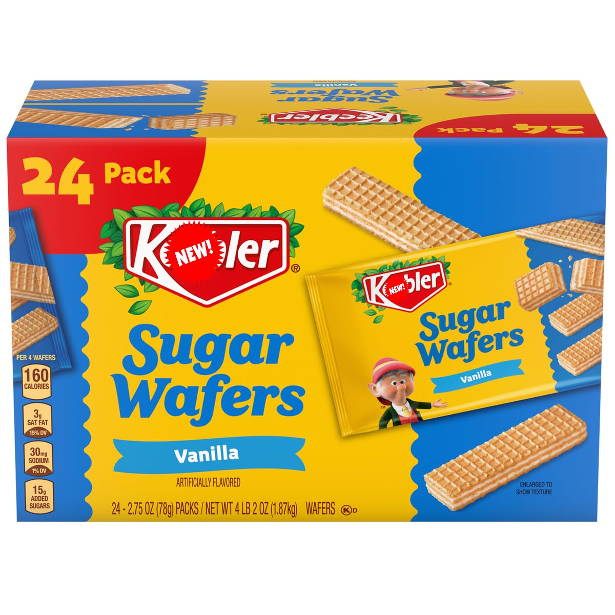 Kebler Vanilla Sugar Wafers  Light & Crispy - 2.75 Oz  24 Count - Individually Wrapped