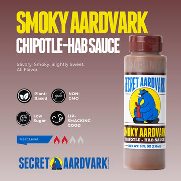 Secret Aardvark Hot Sauce - Smoky Chipotle & Habanero Peppers, Non-GMO, Gluten-Free, 8 oz (Pack of 2)