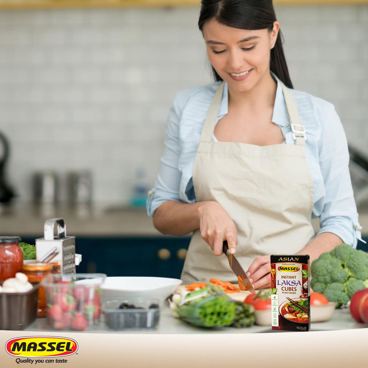 Massel Instant Laksa Bouillon Broth Cubes - No MSG, Gluten-Free Soup Base - 1 Pack (1 x 105g)