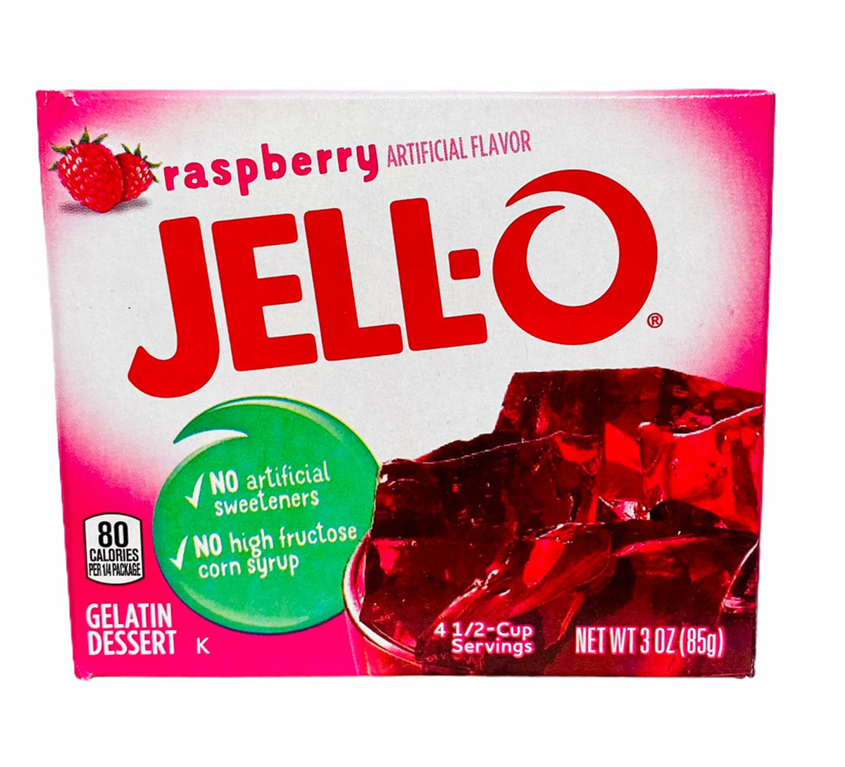 JELL-O Gelatin Dessert 3 Ounce Boxes Pack of 4 (Raspberry)