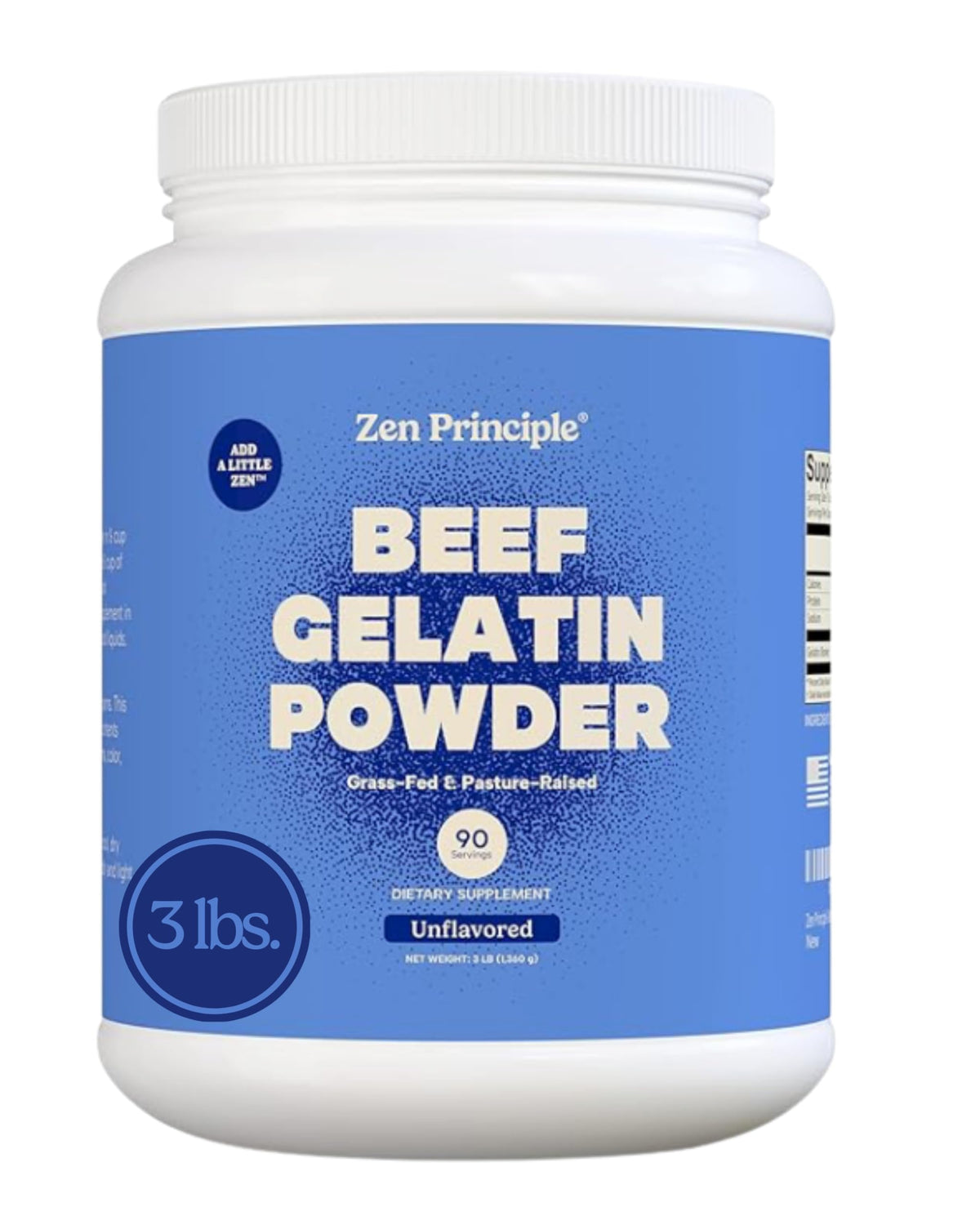 Zen Principle Grass-Fed Gelatin Powder, Unflavored, 3 lb, Paleo & Keto Friendly, Non-GMO, Gluten-Free