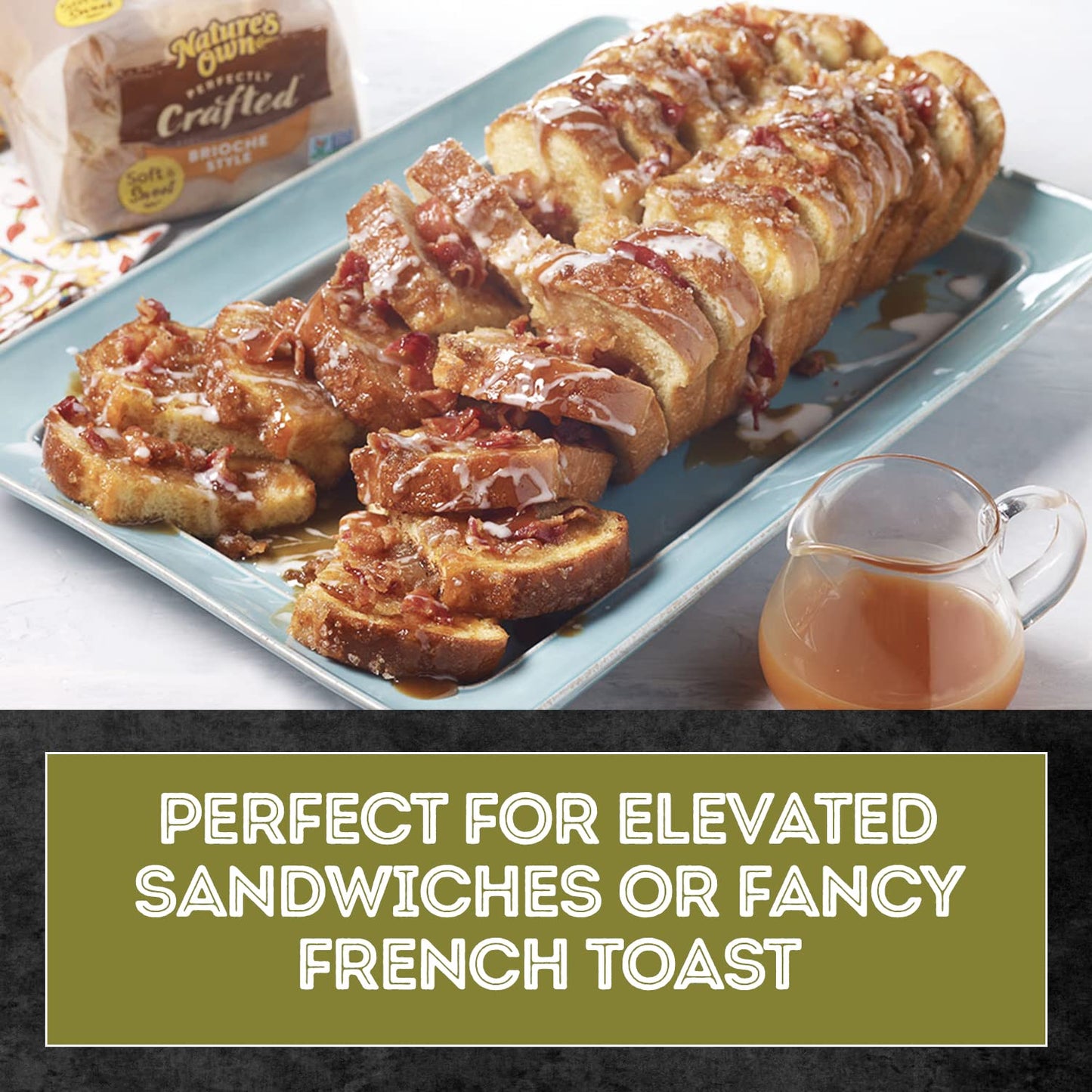 Natures Own Perfectly Crafted Brioche Style Bread, Thick Sliced Non-GMO Brioche Bread, 22 oz Loaf