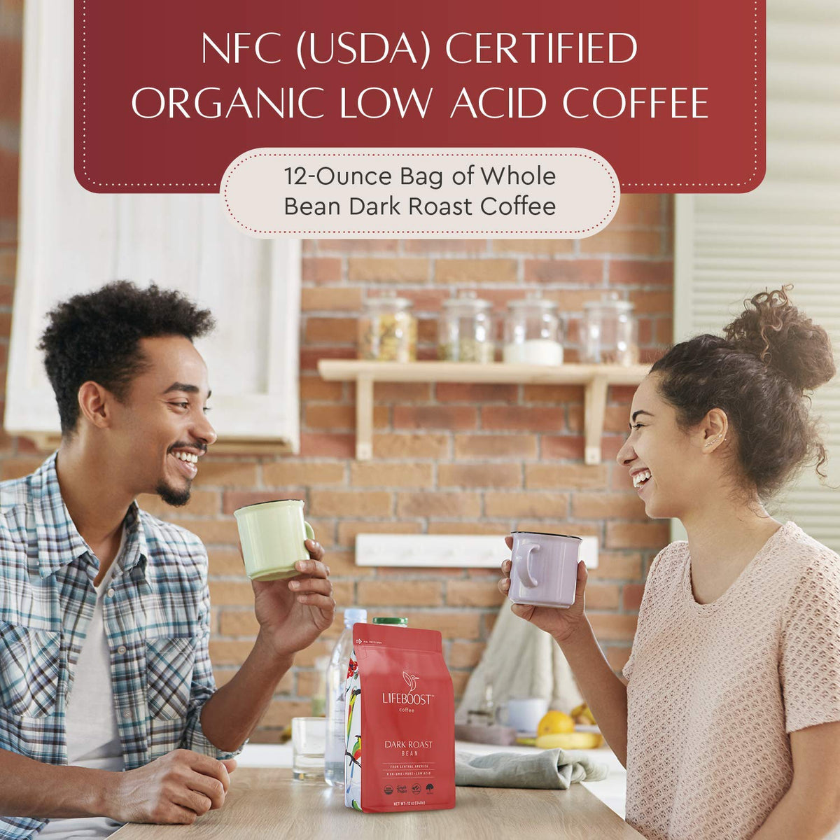 Lifeboost Dark Roast Whole Bean Coffee - Non-Gmo Low Acid Single Origin Usda Organic Coffee - Third Party Tested For Mycotoxins