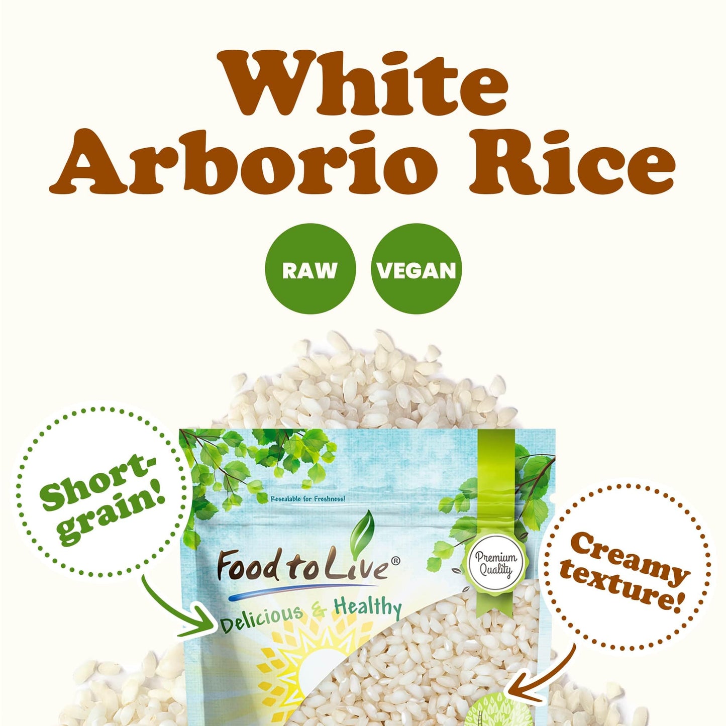 Food To Live Italian Arborio Rice, 20 Pounds - Short Grain White Rice. Gourmet Superfino Grade. Perfect For Creamy Risottos And