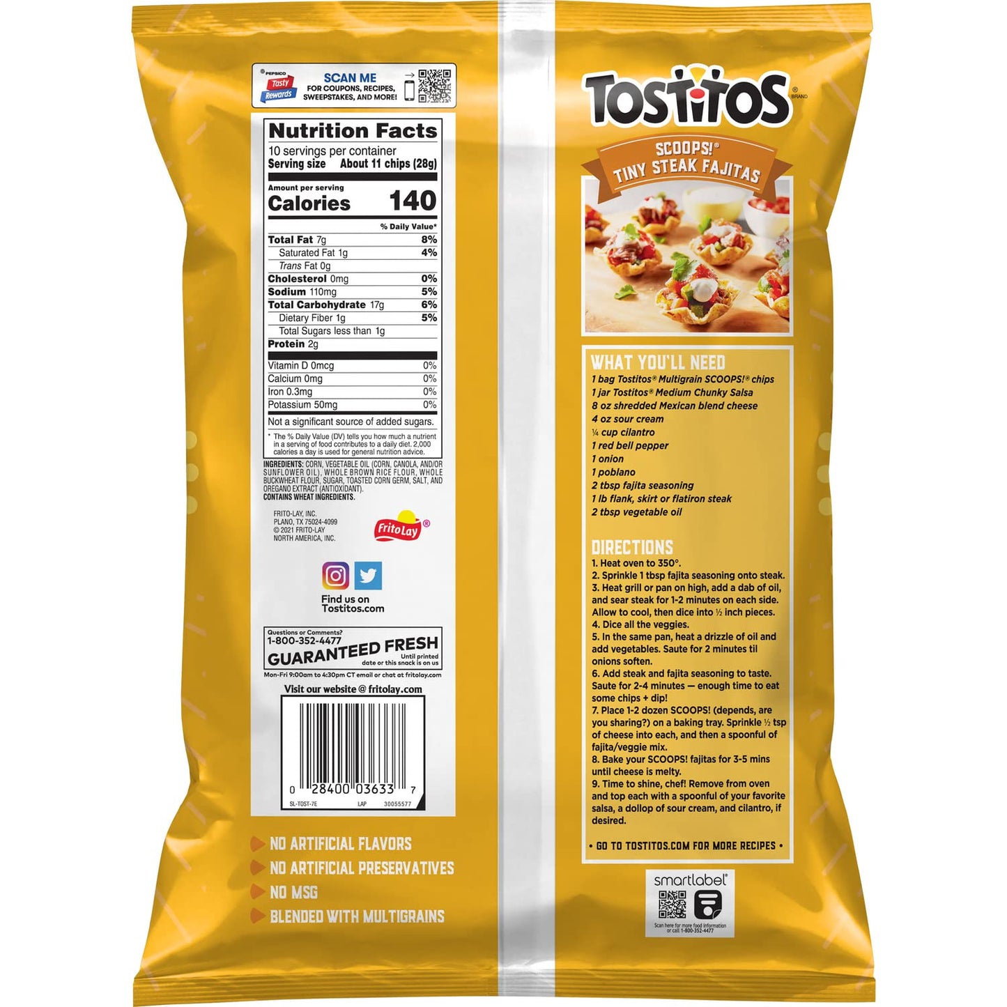 Tostitos Scoops! Multigrain Tortilla Chips, 10 Oz, Pack of 1, Model 028400036337