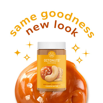 Octonuts Dry Roasted Sea Salt Caramel Cashew 16oz Nut Butter - Pure Creamy Nut Butter - Delicious Foods - Gluten Free, Vegan, Ko