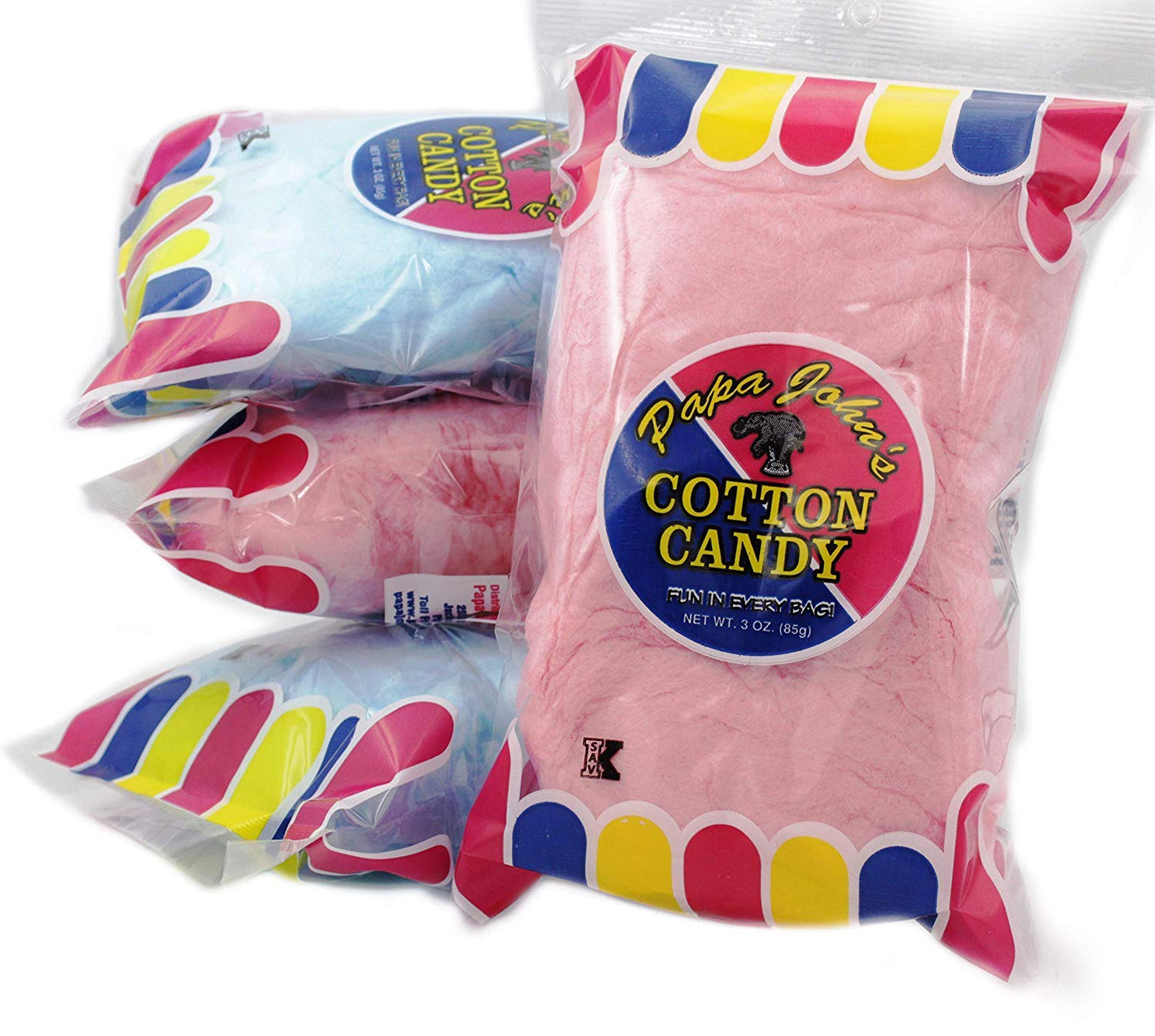 Fruidles Cotton Candy Blue and Pink Party Flavors Supplies Birthday Treats for Kids, Kosher, 3oz Bag (6-Pack)