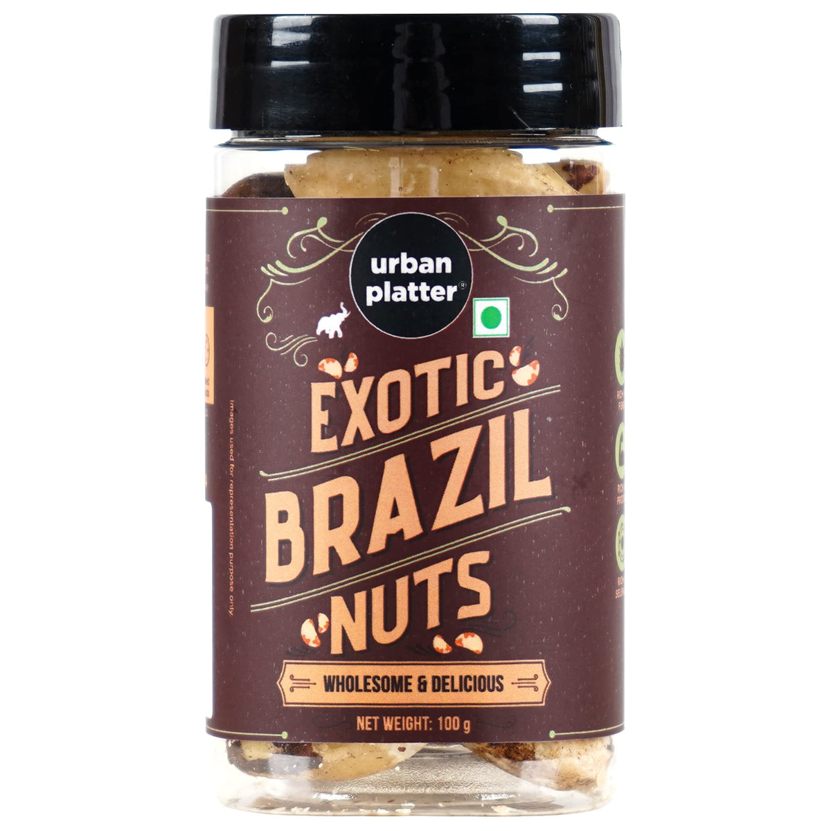 Urban Platter Exotic Raw Brazil Nuts | 3.53 Oz (100G) | Natural, Organic, Fresh, Shelled & Unsalted | Crunchy, Delicious & Healthy Party Snack | Ideal For Gift Giving, Dessert Or Baking