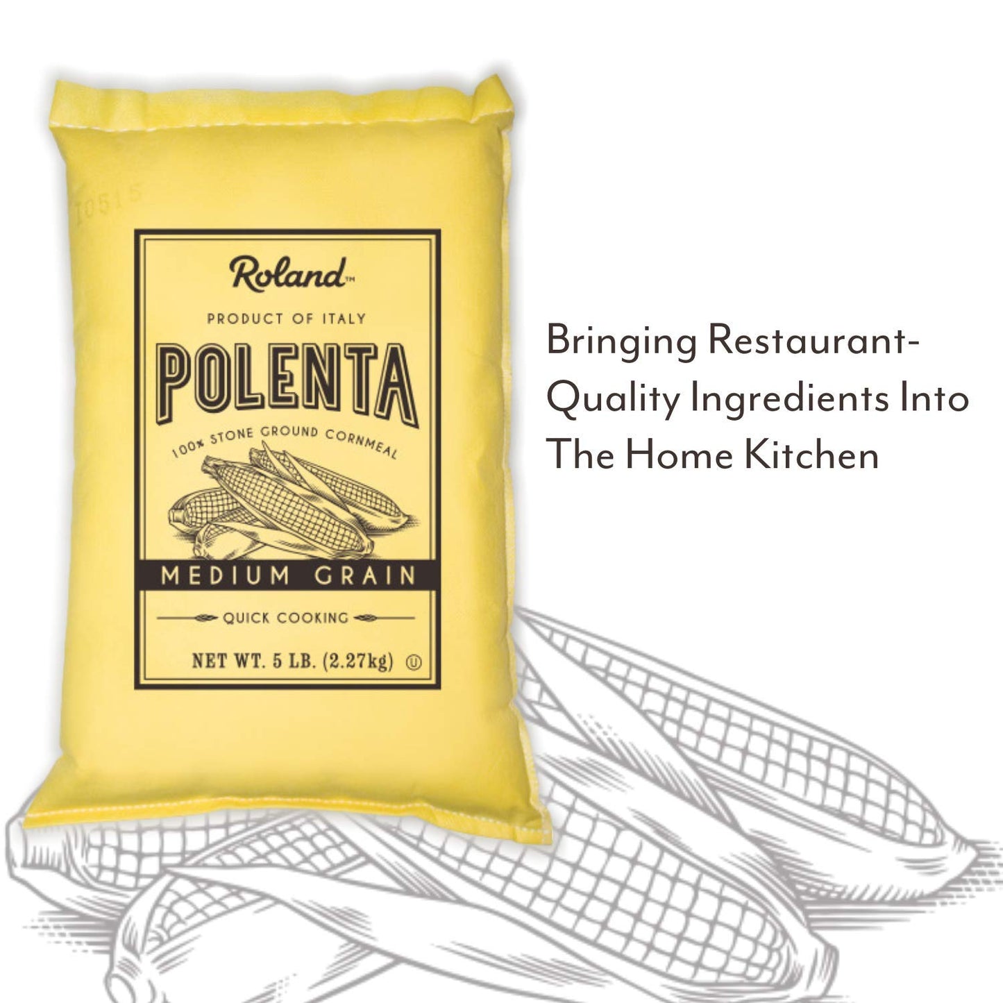 Roland Polenta Medium Grain, 5 lb (80 oz) - Yellow, Model 72160 - Premium Quality Cornmeal for Cooking and Baking
