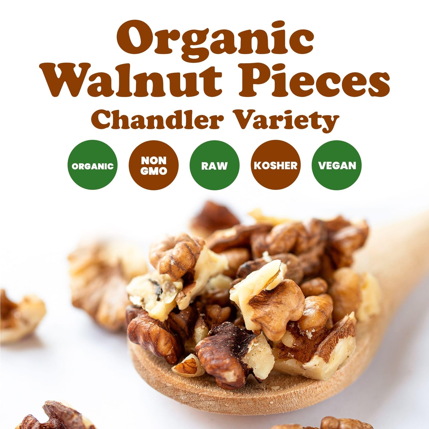 Food to Live Organic Walnut Pieces, 7 Pounds - California Chandler Variety. Medium Size. Non-GMO. Rich in Omega-3, Antioxidants,