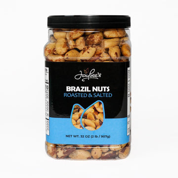 Jaybee'S Roasted Salted Brazil Nuts - (32 Oz) Great For Daily Use, Baking, Cooking And Gift Giving - Reusable Container - Kosher