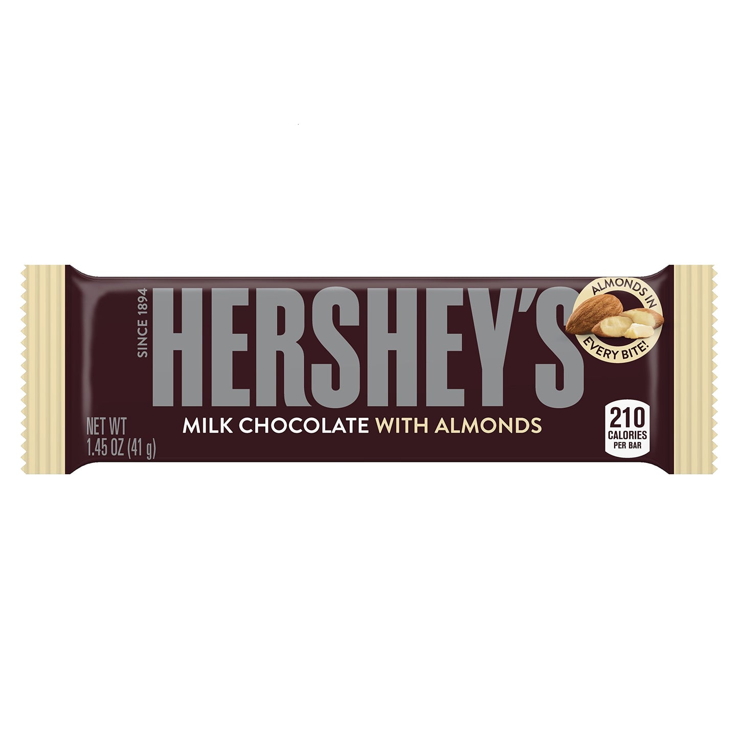 Hersheys Chocolate Candy Bar With Almonds, 1.45 Ounce