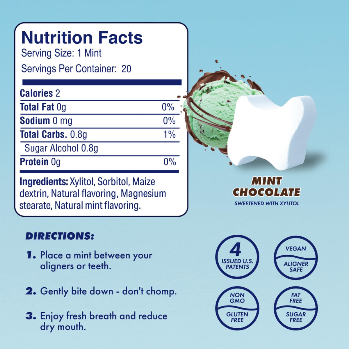 Movemints Clear Aligner Mints - Patented Aligner Seating Mints - Edible Alternative To Aligner Chewies - Xylitol Mints For Dry Mouth - Mint Chocolate (7 Pack)
