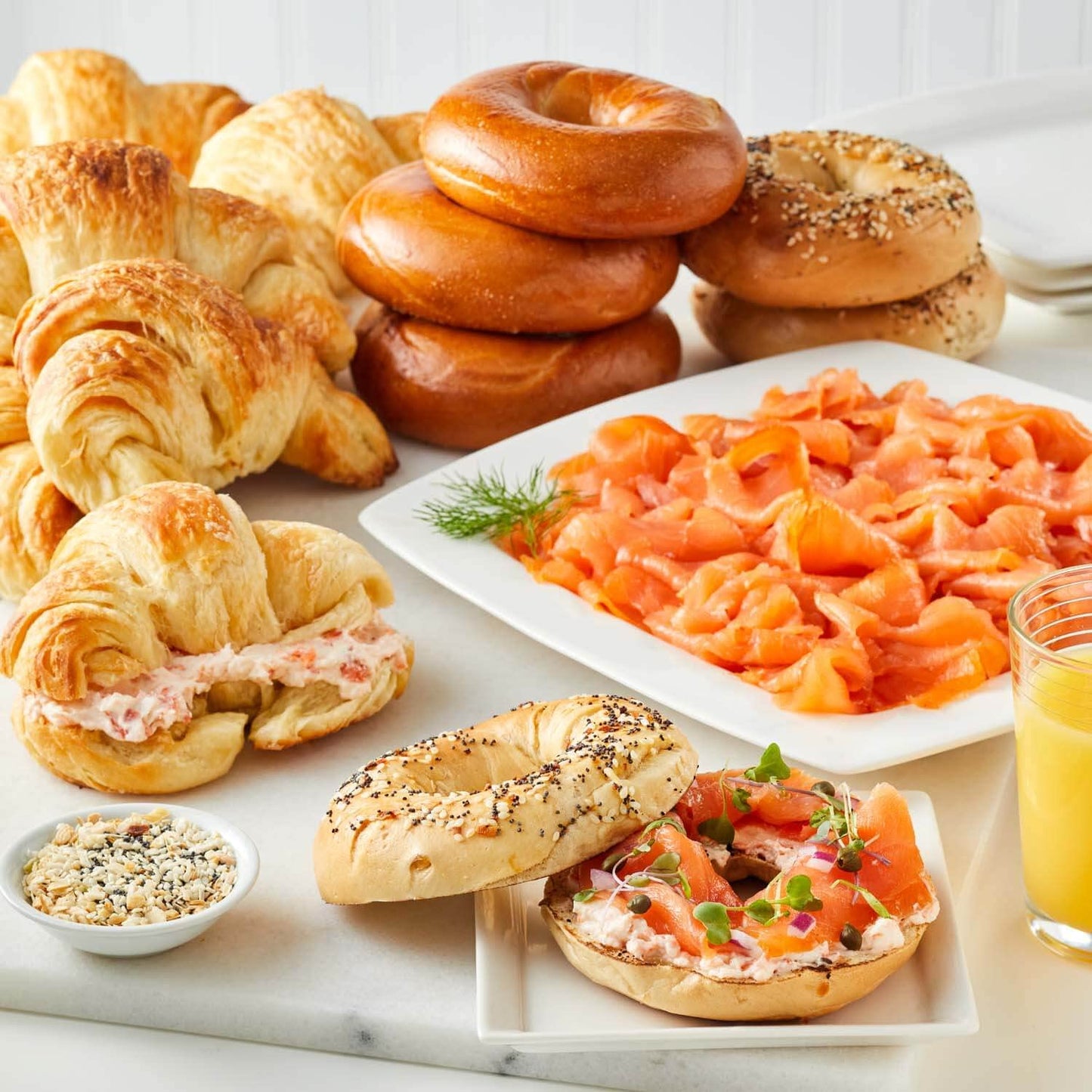 Seabear Rich Flavor Salmon Brunch Box - 1 Lb European Lox  Croissants  Bagels & Salmon Schmear - Gourmet Breakfast & Brunch Gift Set