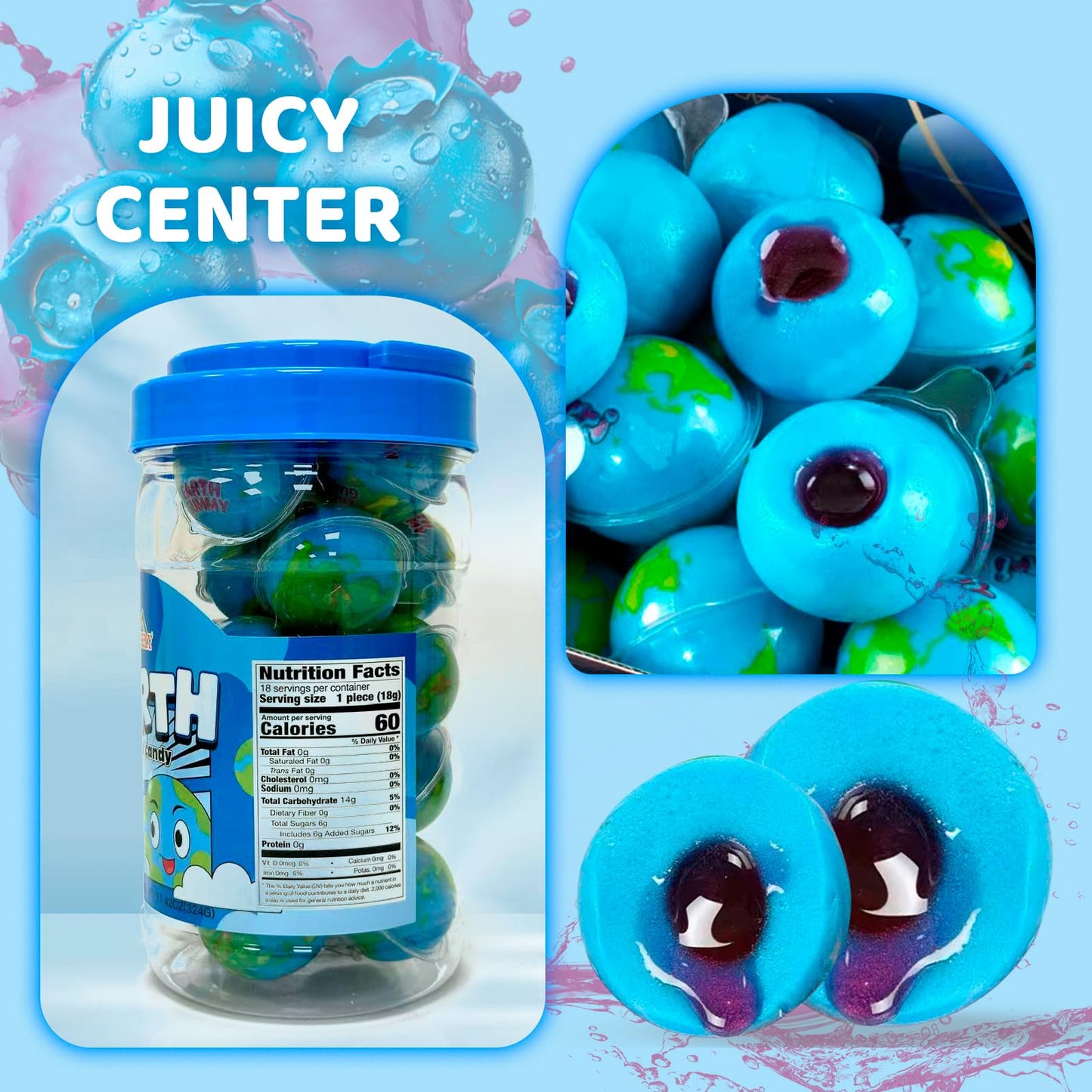 Apexy Planets Gummy Candy with Fruity Liquid Center Fat Free Fun & Delicious Space- Themed Treats Great for Halloween, Birthday,