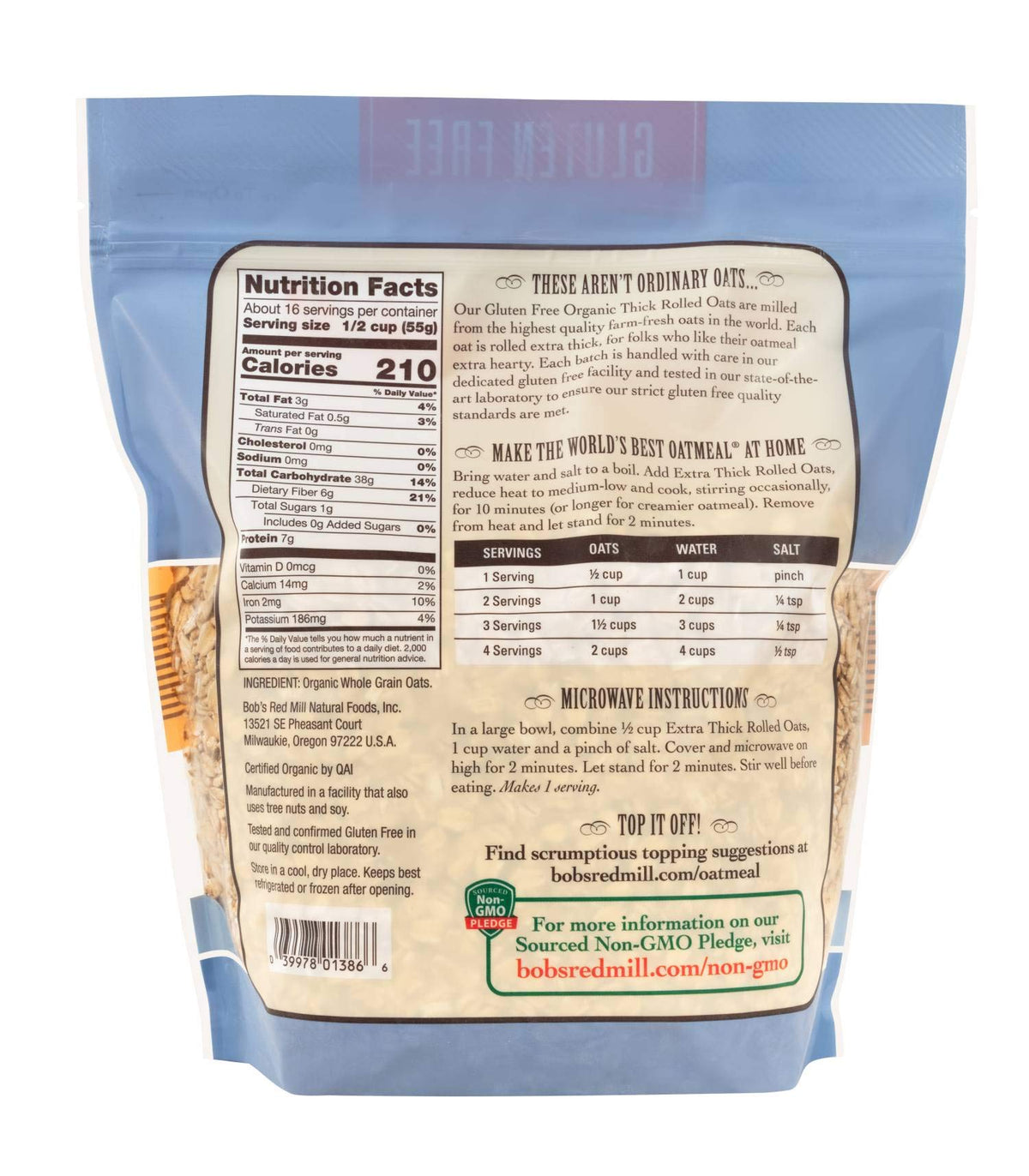 Bob'S Red Mill Gluten Free Organic Thick Rolled Oats, 32 Oz