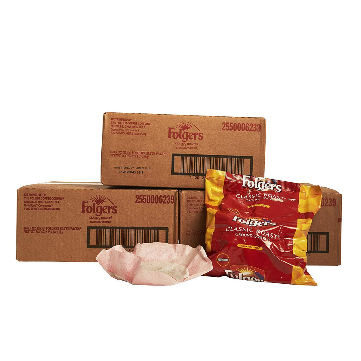 Folgers Classic Roast Filter Packs, Premeasured Ground Coffee And Filter In A Single Pouch, 4 Boxes 160 Count
