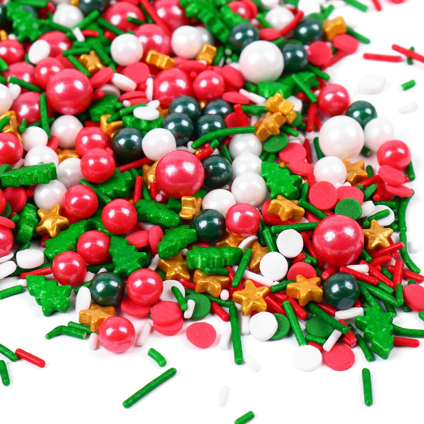 Sprinkles For Cake Decorating 7Ounce, Edible Star Christmas Tree Sprinkles For Cupcake Toppers, Cookie, Ice Cream Decorations Ch