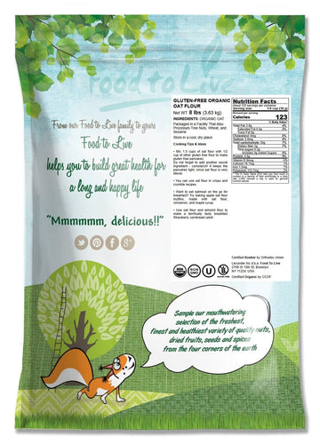 Food to Live Oat Flour, Gluten-Free Organic, Stone Ground, 8 Pounds