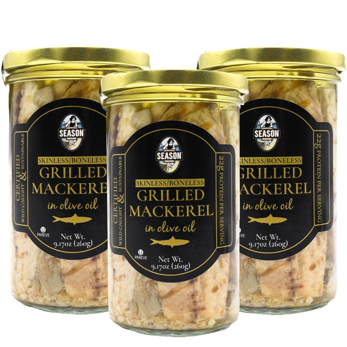 Season Grilled Mackerel In Olive Oil - Skinless & Boneless Mackerel Fillets, Wild Caught, Keto Snacks, Full Of Vitamins, Low In