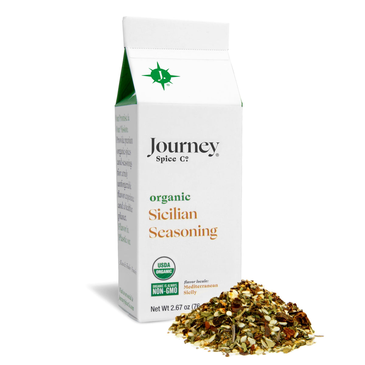 Organic Sicilian Seasoning by Journey Spice Co. | Salt-Free, Sugar-Free, Non-GMO | Natural Mediterranean Italian Spice Herb Blen