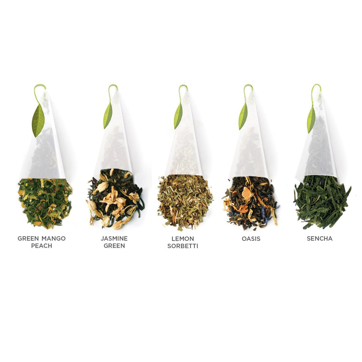 Tea Forte Green Tea Assortment, Petite Presentation Box Tea Sampler Gift Set With 10 Handcrafted Pyramid Tea Infusers