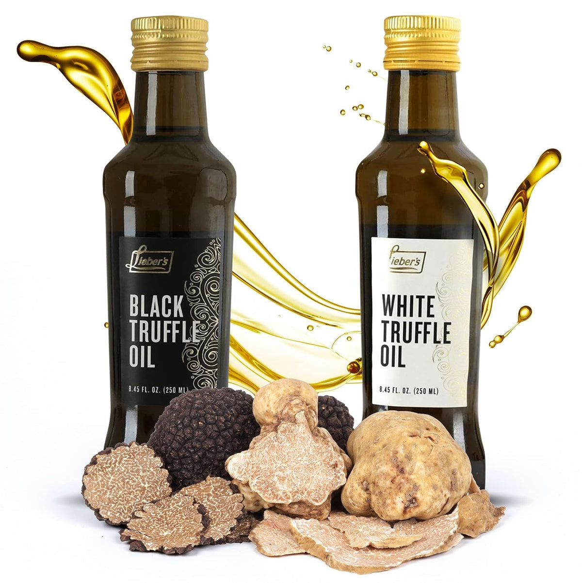 Liebers Black & White Truffle Oil Bundle | Premium Truffle Oil For Cooking, Salad Dressing, Garnish | This Gourmet Olive Oil Is