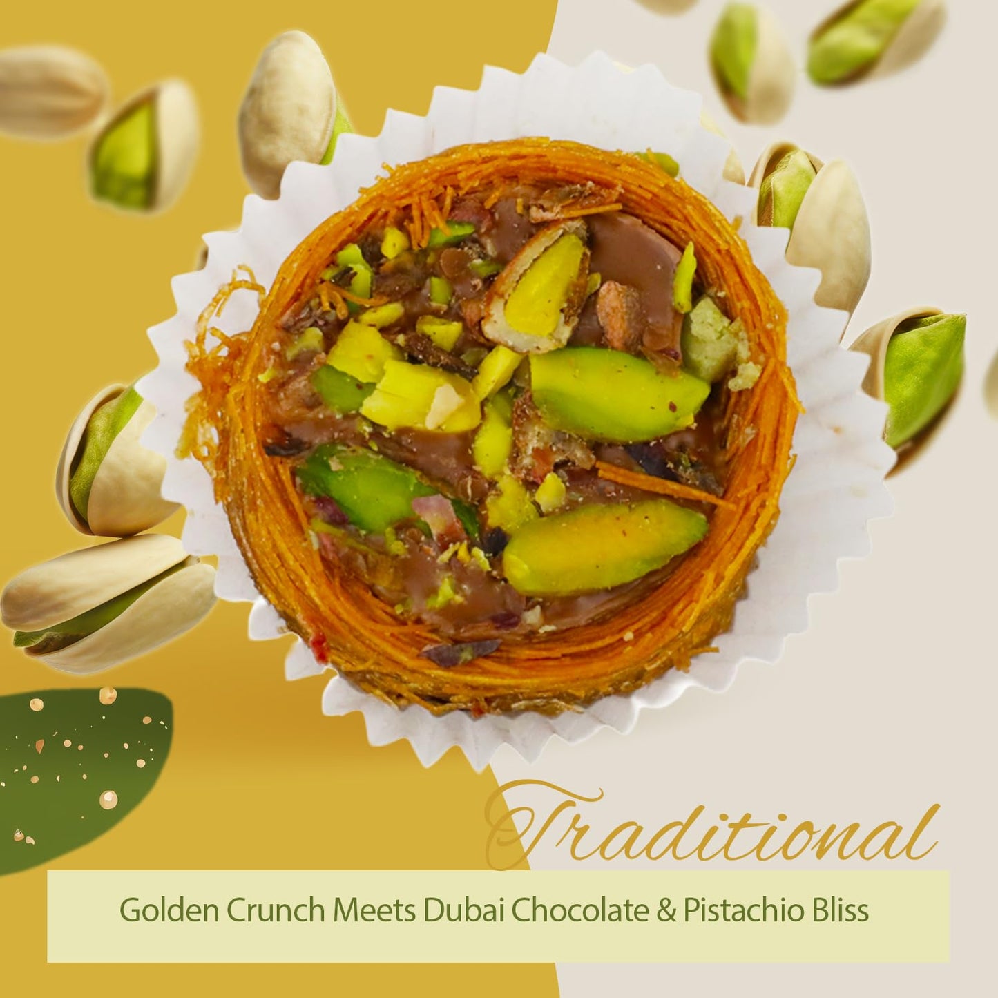Dubai Chocolate Pistachio Baklava With Kataifi – Gourmet Baklava Gift Box | Crispy Kataifi Pastry With Pistachio & Chocolate Filling | Authentic Middle Eastern Dessert