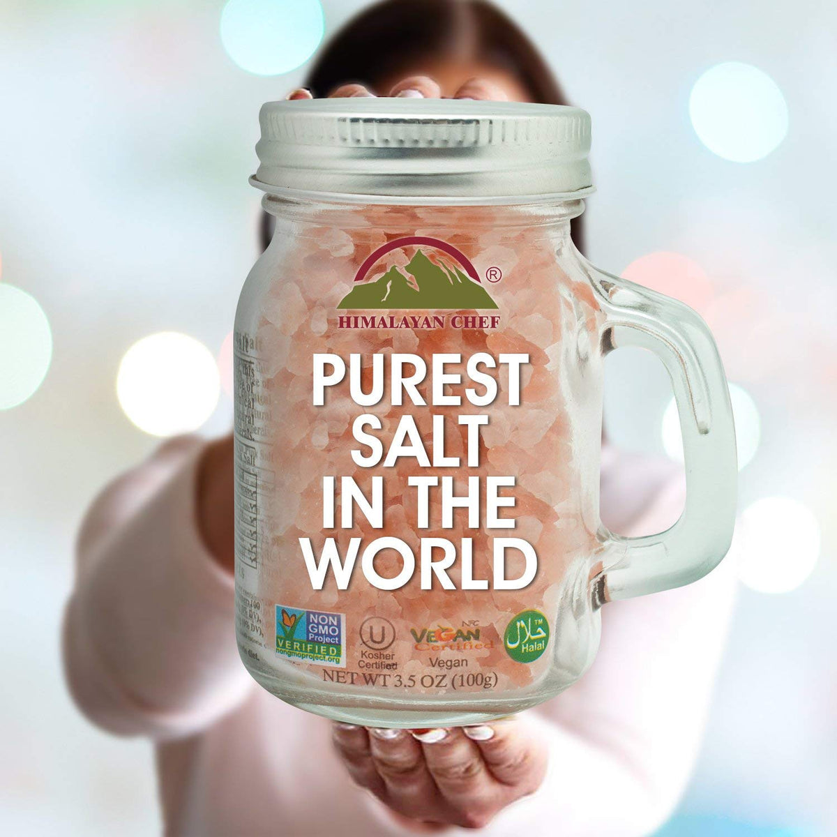 Himalayan Chef Himalayan Pink Salt, Coarse Salt, Mason Jar-3.5 Ounces
