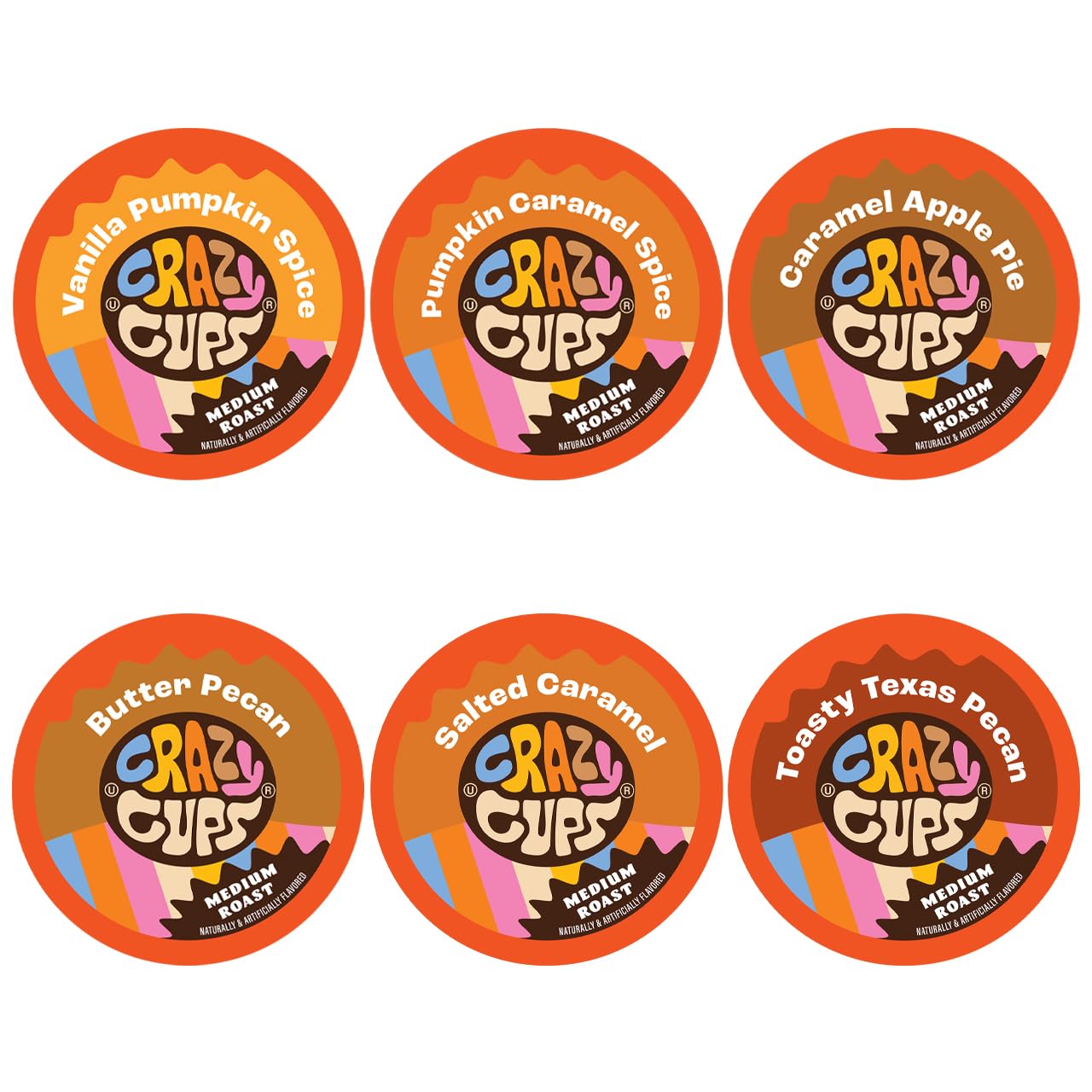 Crazy Cups Fall Coffee Pods Variety Pack For Keurig K Cup Coffee Maker, Single Serve Fall Flavor Coffee Pods, Seasonal Favorites Fall Blend Sampler, 30 Count