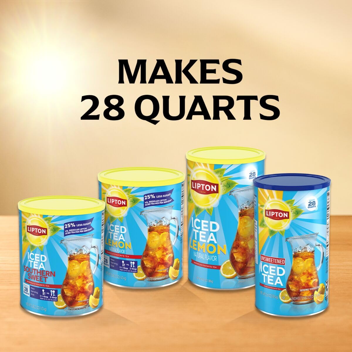 Lipton Iced Tea Mix  Unsweetened Lemon Flavor Black Iced Tea  Makes 28 Quarts (Pack of 2)