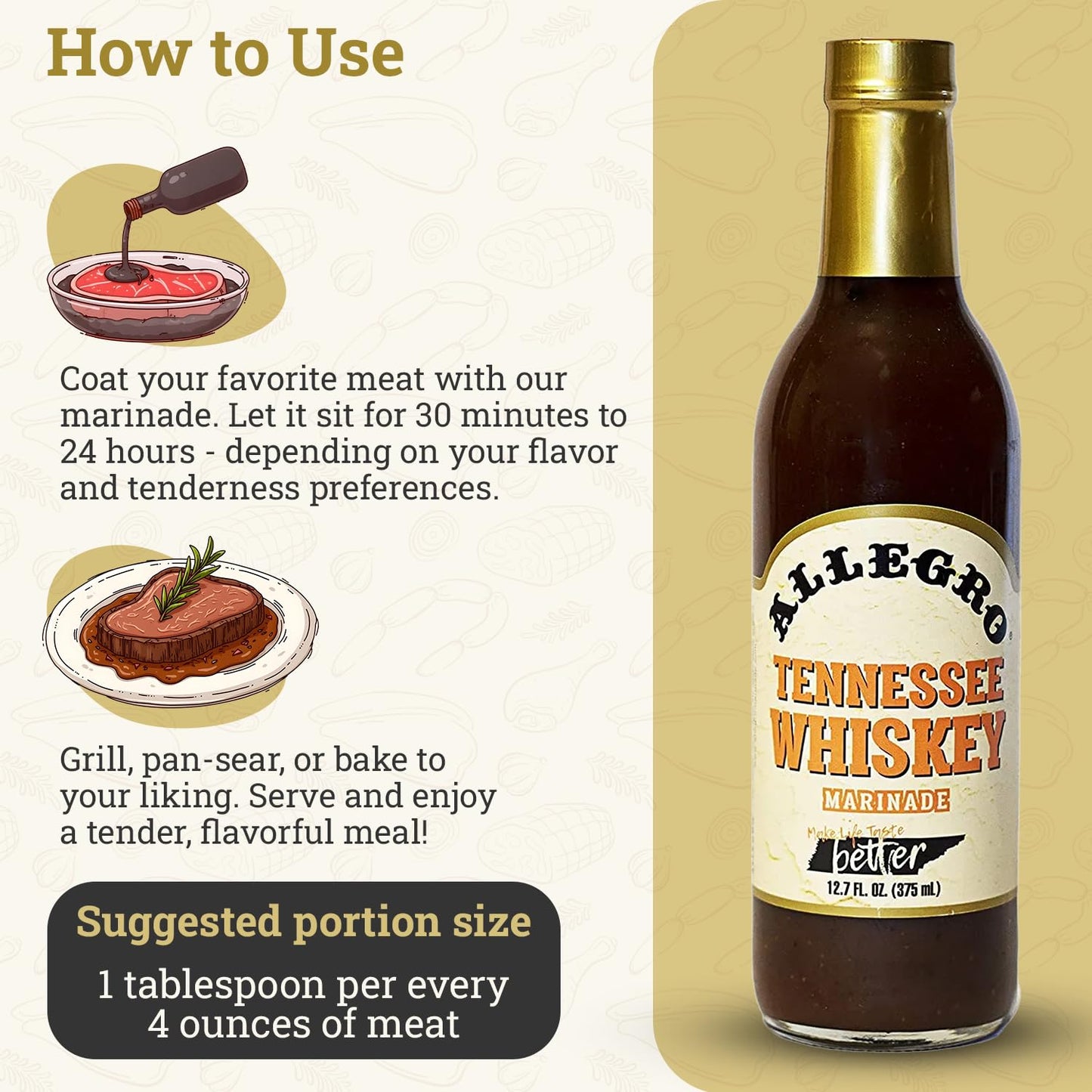ALLEGRO - The Marinate Everything Marinades | Perfect Marinades for Meat & Veggies | Marinade for Grilling  Roasting & Cooking | Kosher & Gluten Free | 12.7 Oz (Pack of 4) - Tennessee spirit-inspired flavor