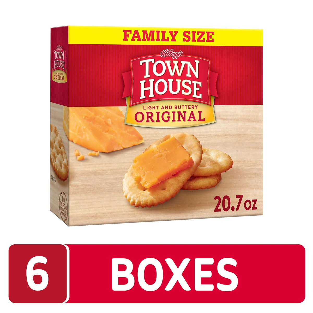 Town House Crackers, Oven Baked, Lunch Snacks, Family Size, Original (6 Boxes)