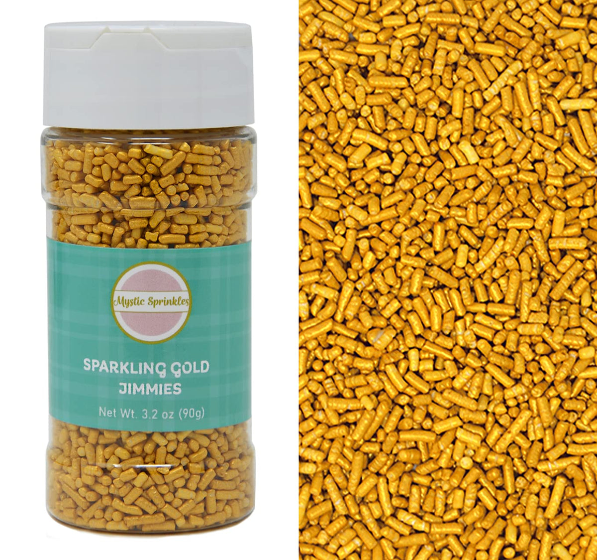 Mystic Sprinkles Sparkling Gold Jimmies 3.2Oz Bottle
