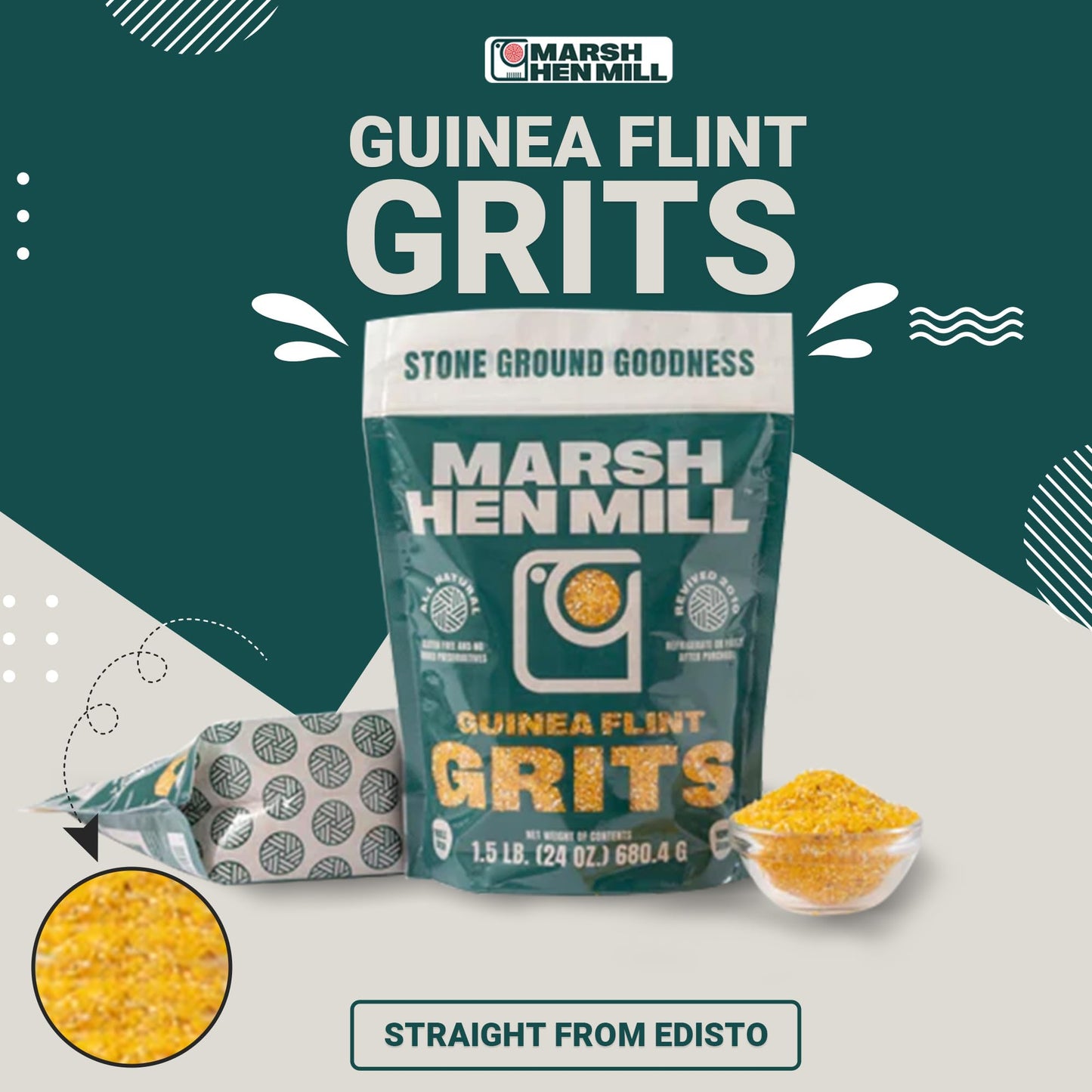Marsh Hen Mill Guinea Flint Grits 24 Ounce Bag